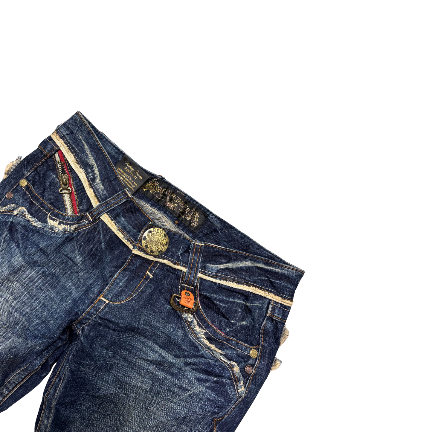 rare Red Pepper embroidery denim