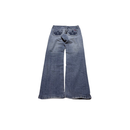 Vintage Denim Crown-Embroidered Bootcut