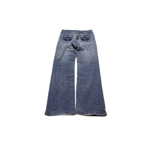 Vintage Denim Crown-Embroidered Bootcut