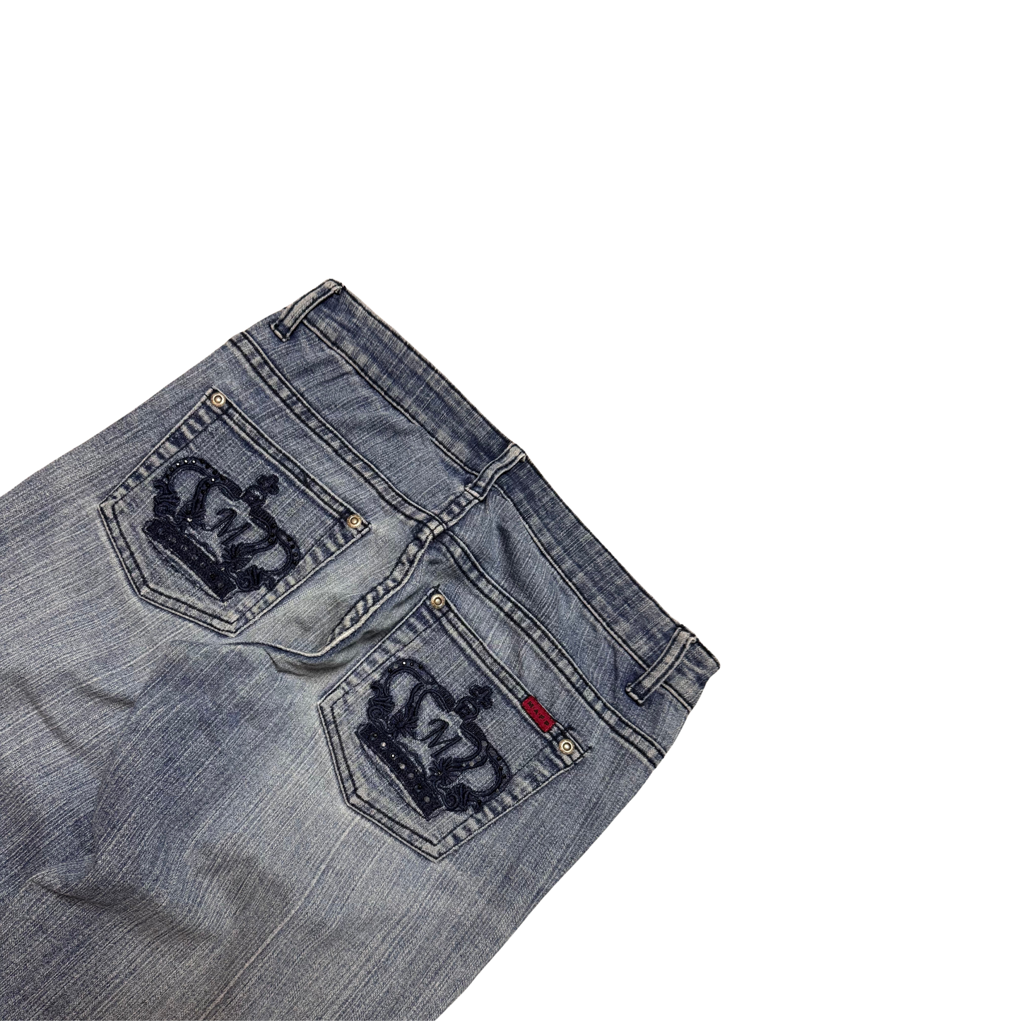 Vintage Denim Crown-Embroidered Bootcut