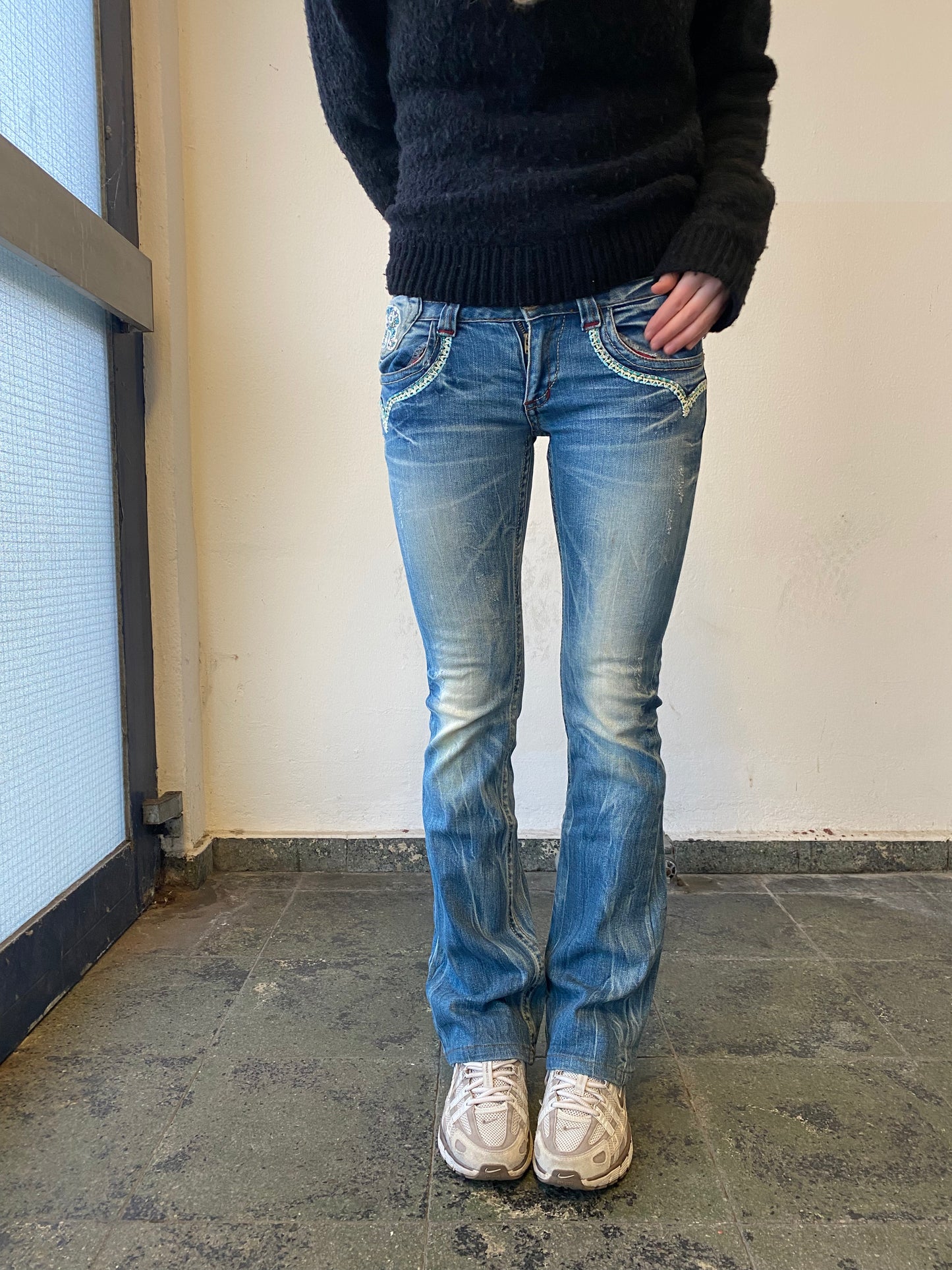 rare Red Pepper embroidery denim