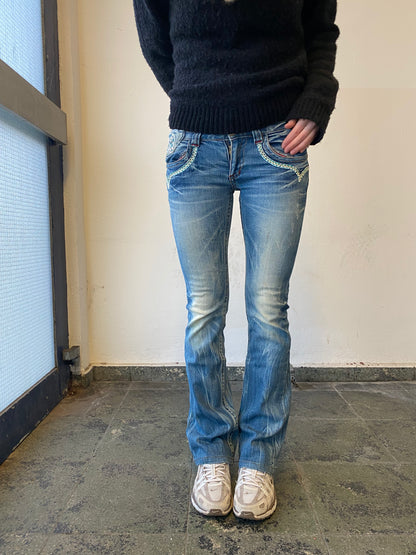 rare Red Pepper embroidery denim